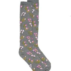 Gray and pink organic cotton blend knee high socks NWT